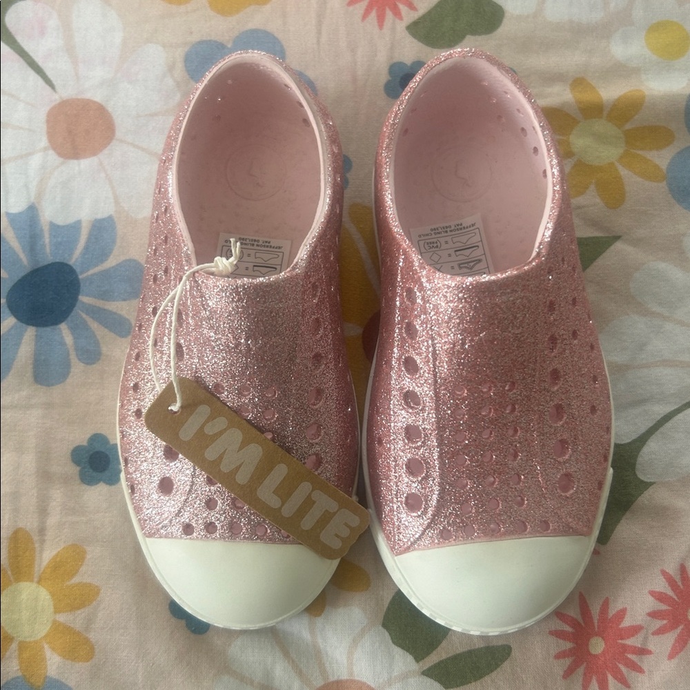Native Kids Glitter Pink Jefferson Slip-On Sneakers